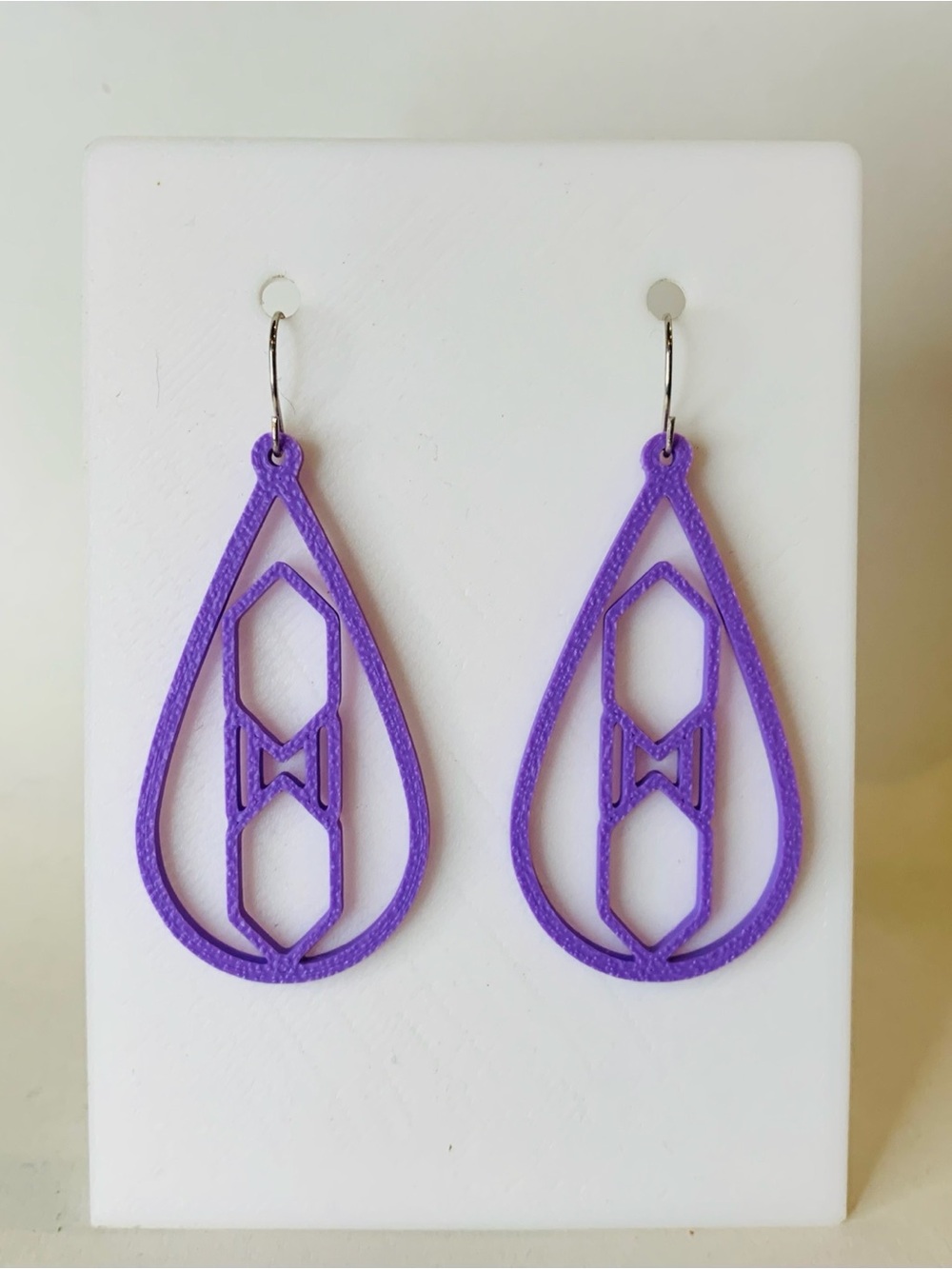 Purple Geometric Teardrop Dangle Earrings
